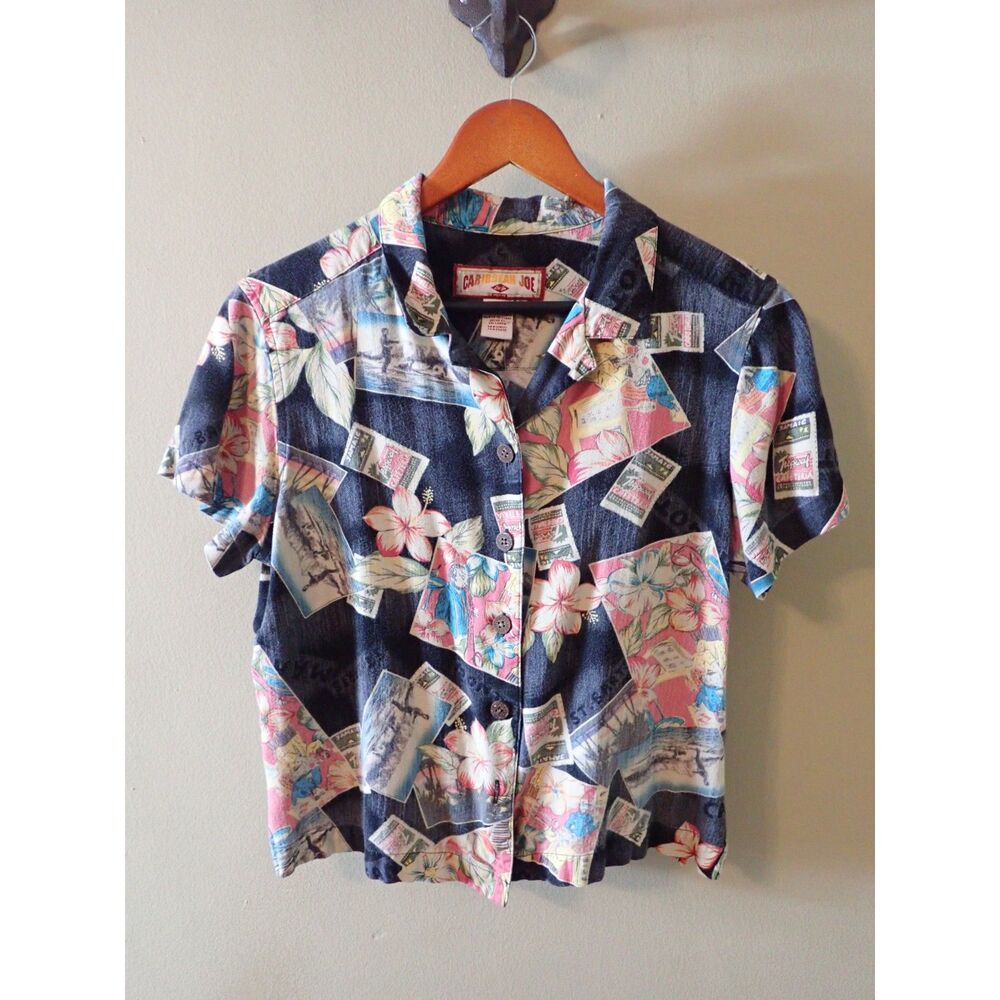 Caribbean Joe Hawaiian Shirt Barbados Tropical Island Wear Vintage Petite Medium